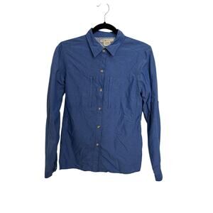 ExOfficio Shirt Womens Small Long Sleeve Lightweight Travel Outdoor Blue